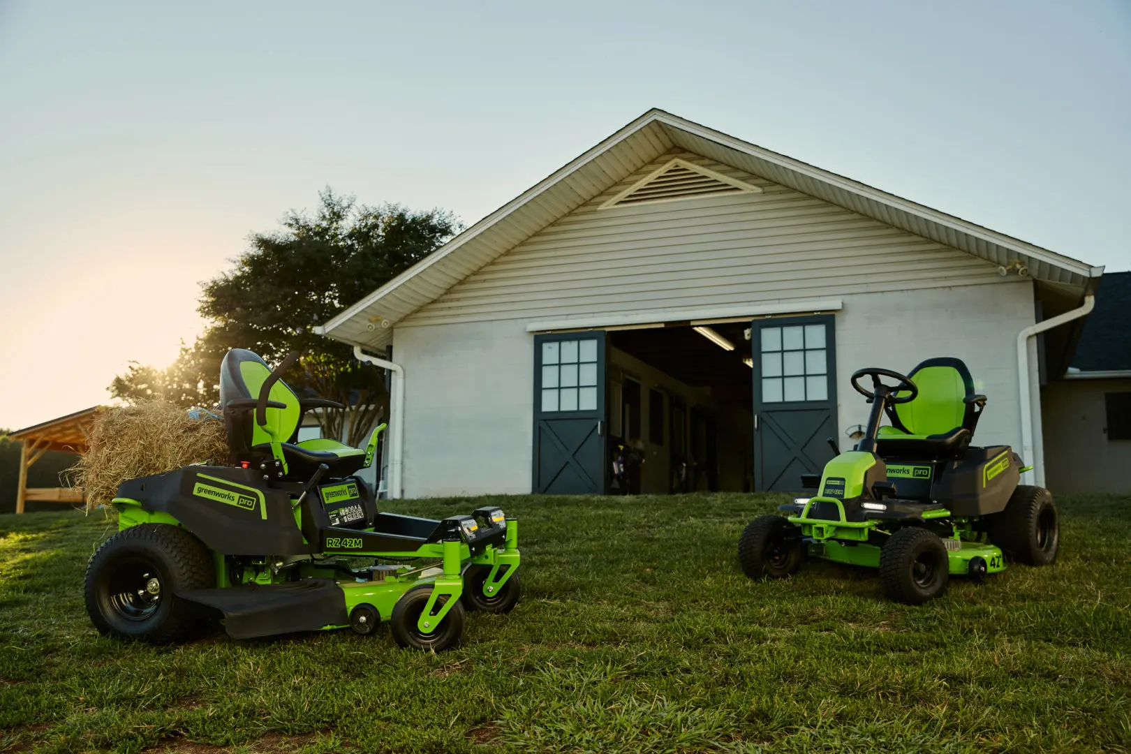 Rows of mowers and outdoor power equipment inside the MTM Mower Centre shop